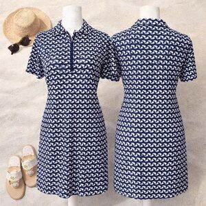 J.McLaughlin Navy & White Geo Print Catalina Cloth Dress L EUC